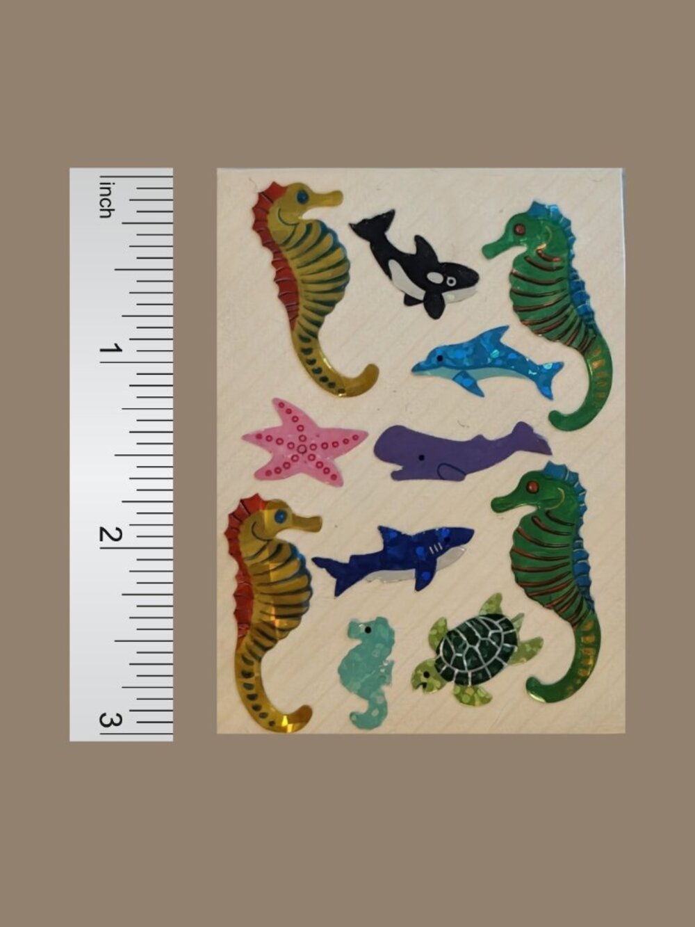 10/$25 Vintage 90s Used Sandylion Prismatic Glitter Ocean Creatures Stickers
